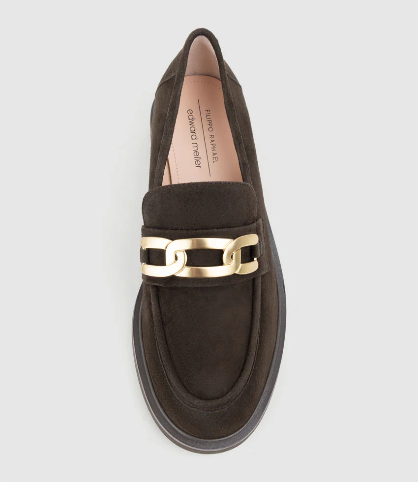 GARCON Moccasin with Trim in Chocolate Suede - Image 4