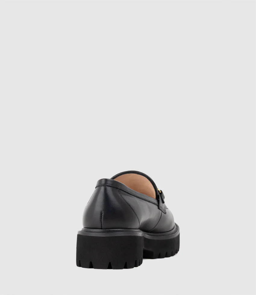 GAVREL Chunky Moccasin with Bar Trim in Black Calf - Image 3