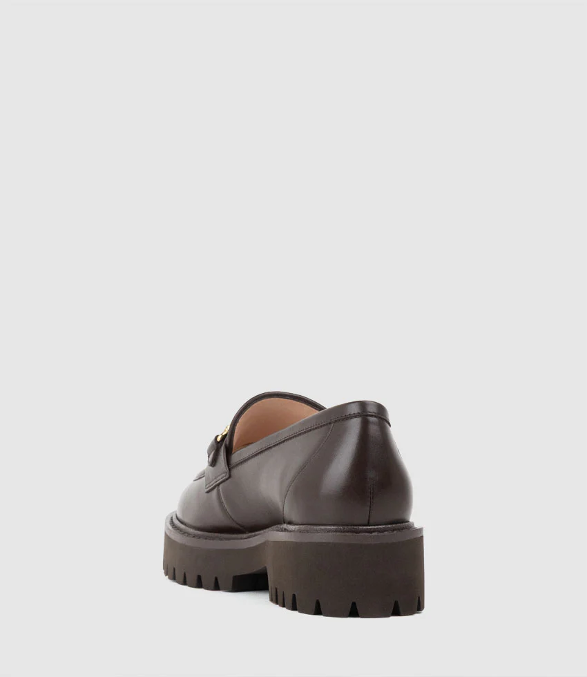 GAVREL Chunky Moccasin with Bar Trim in Chocolate Calf - Image 4
