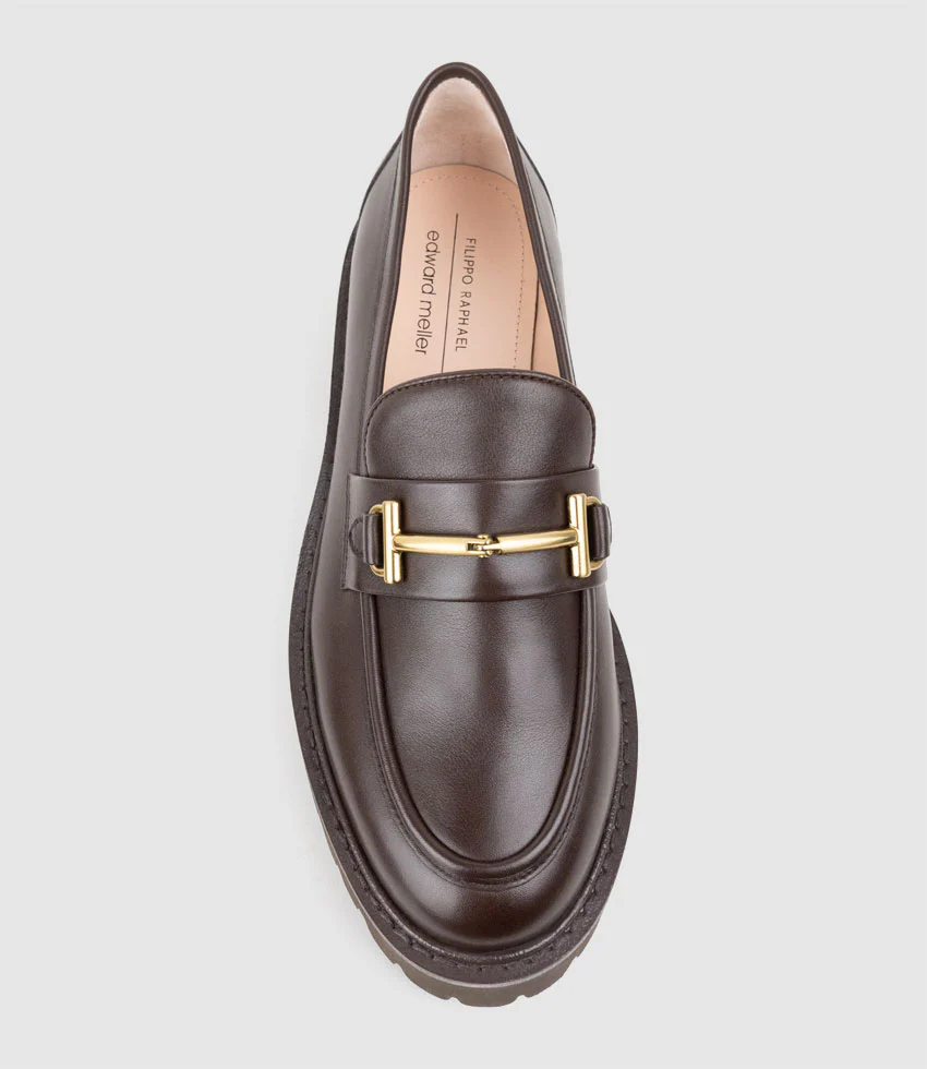 GAVREL Chunky Moccasin with Bar Trim in Chocolate Calf - Image 5