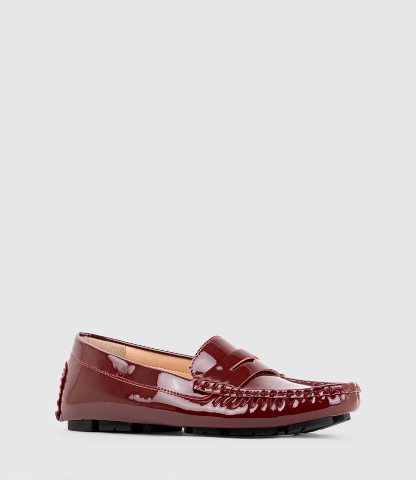 GRACEY Driving Moccasin in Black Cherry Patent - Image 2