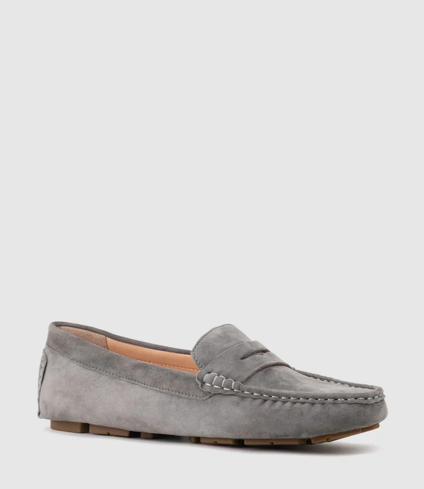 GRACEY Driving Moccasin in Grey Suede - Image 2
