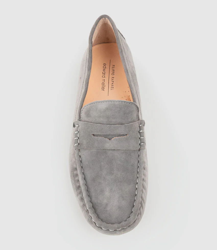 GRACEY Driving Moccasin in Grey Suede - Image 4