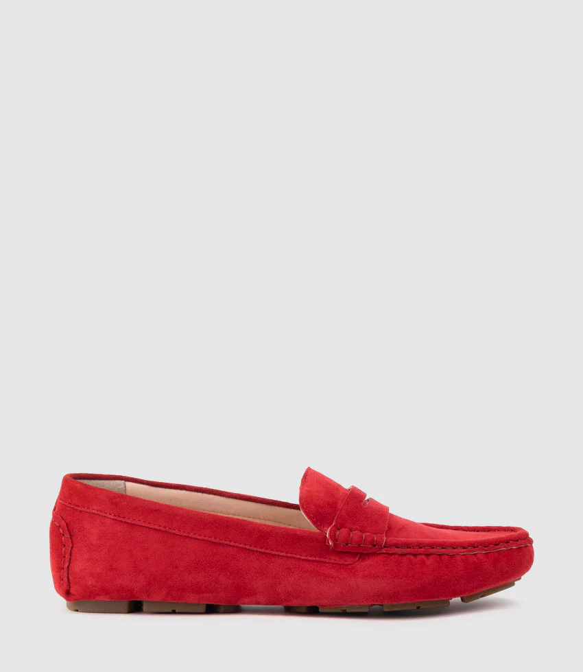GRACEY Driving Moccasin in Red Suede