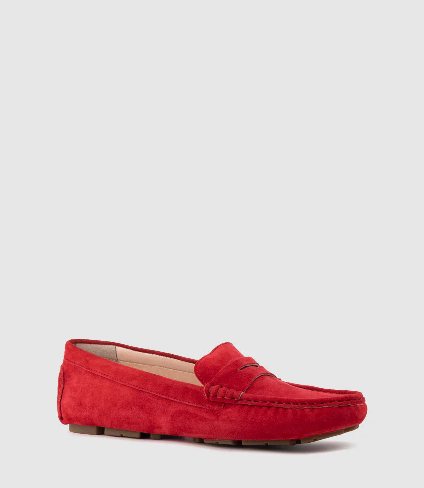 GRACEY Driving Moccasin in Red Suede - Image 3