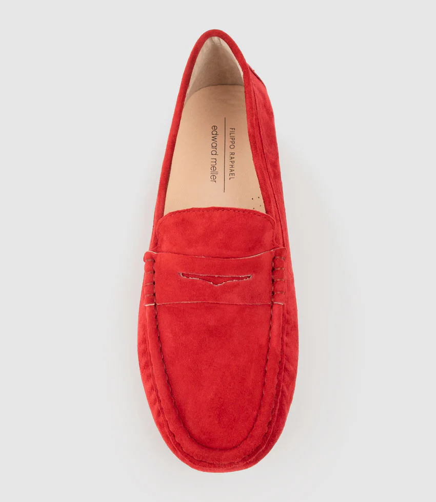 GRACEY Driving Moccasin in Red Suede - Image 5