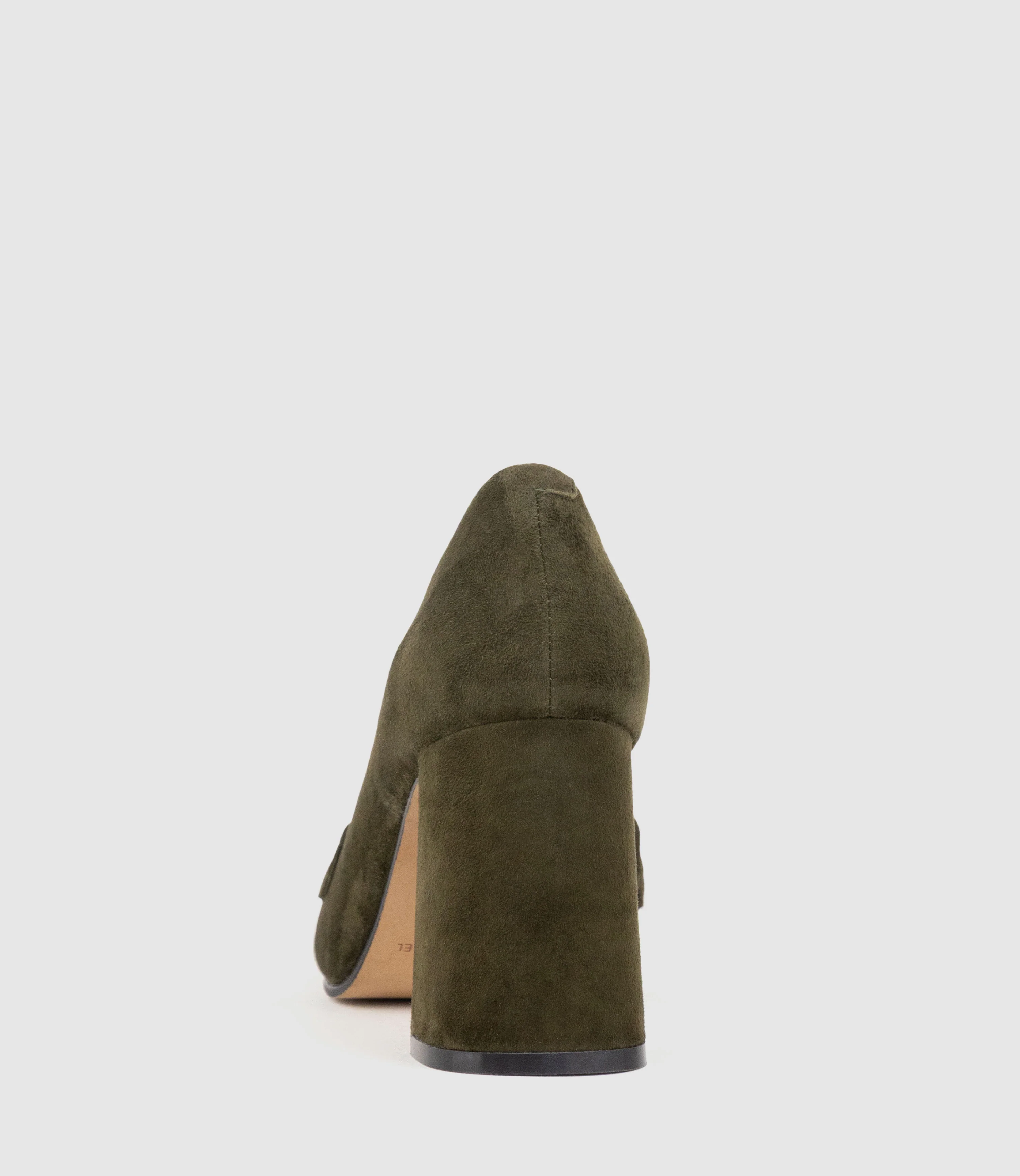 HADLEY85 Heeled Loafer in Olive Suede - Image 4