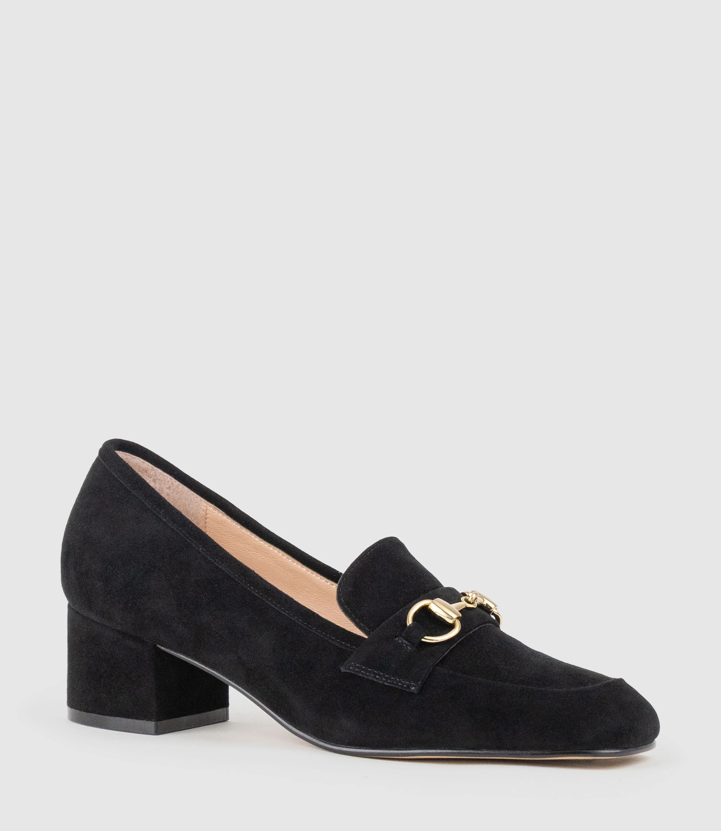 HANNAH45 Heeled Loafer in Black Suede - Image 2