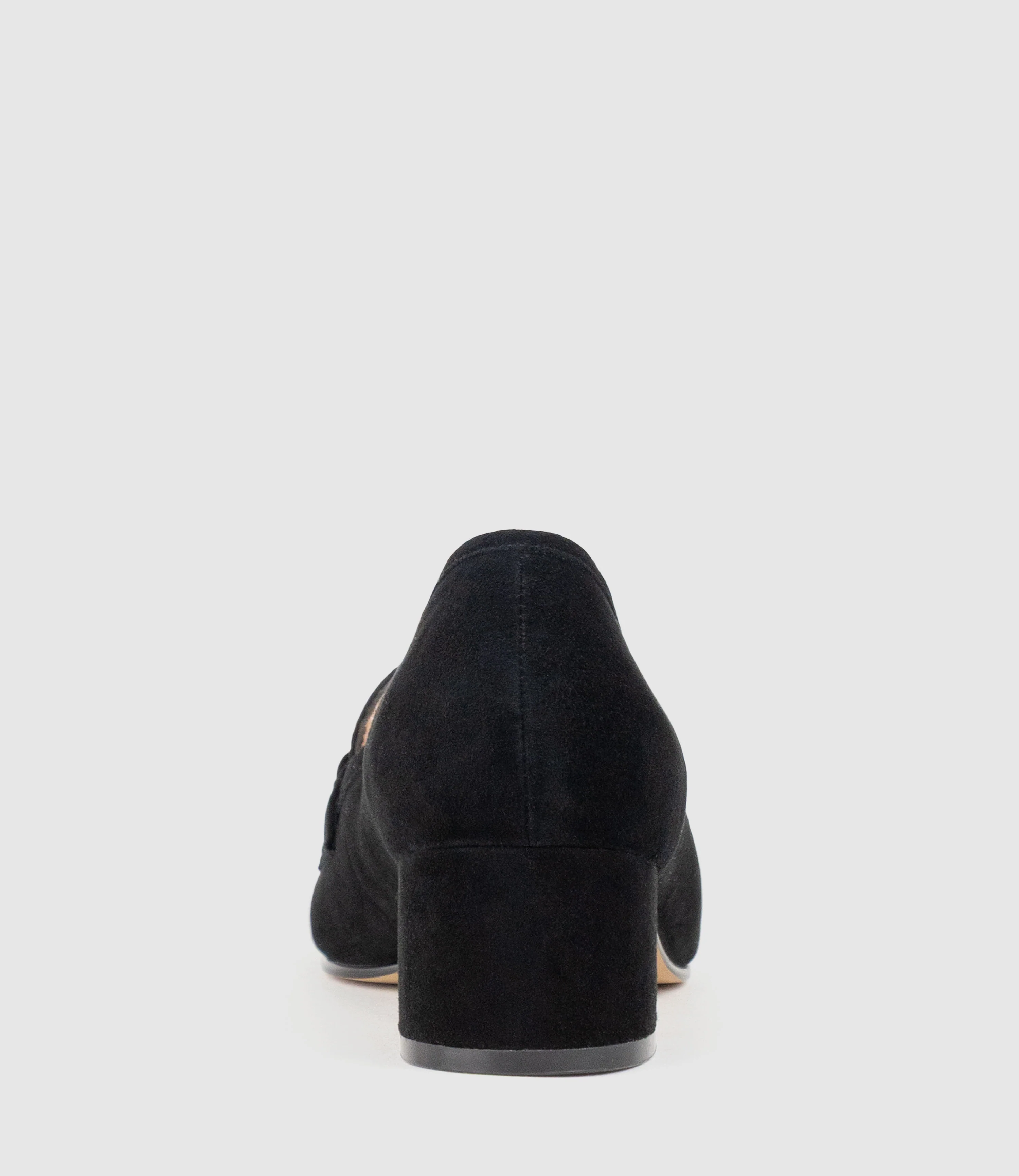 HANNAH45 Heeled Loafer in Black Suede - Image 3