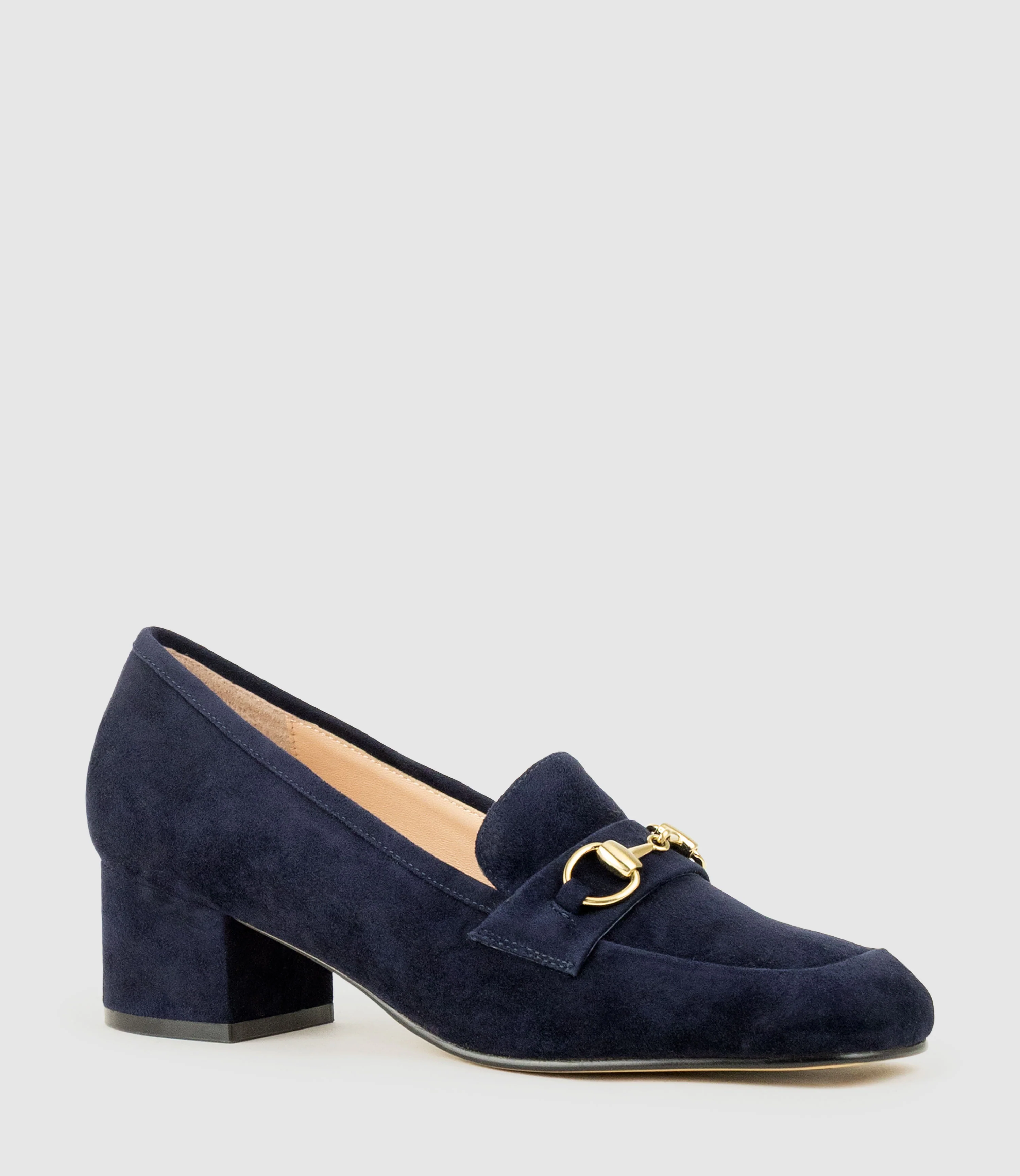 HANNAH45 Heeled Loafer in Navy Suede - Image 3