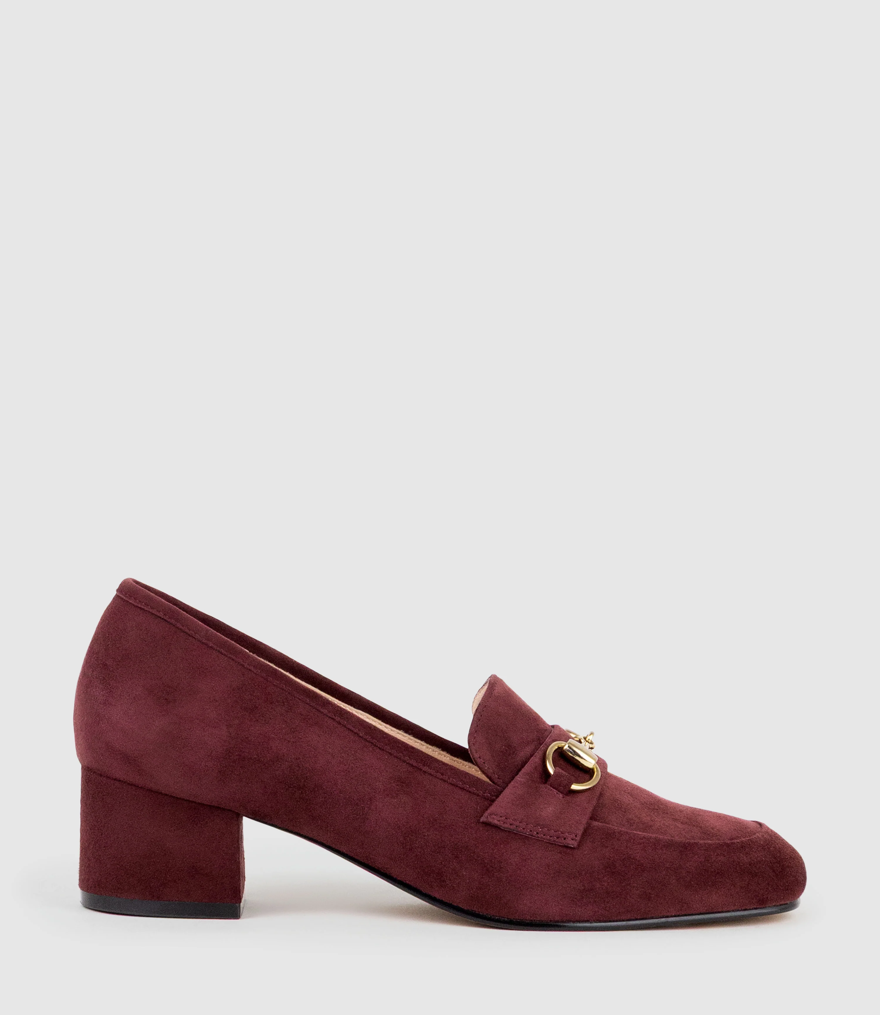 HANNAH45 Heeled Loafer in Wine Suede