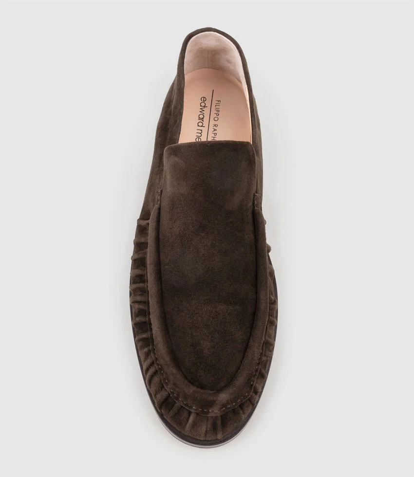 HAVEN Ruched Loafer in Chocolate Suede - Image 5