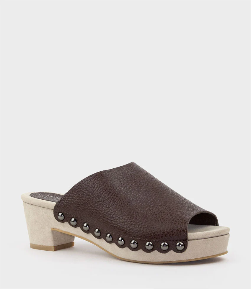 INARA65 Studded Slide on Unit in Brown - Image 3