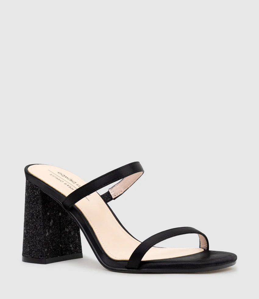 KAIYA85 Two Strap Slide in Black Satin - Image 2