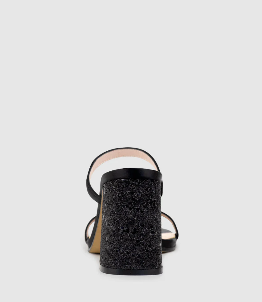KAIYA85 Two Strap Slide in Black Satin - Image 3