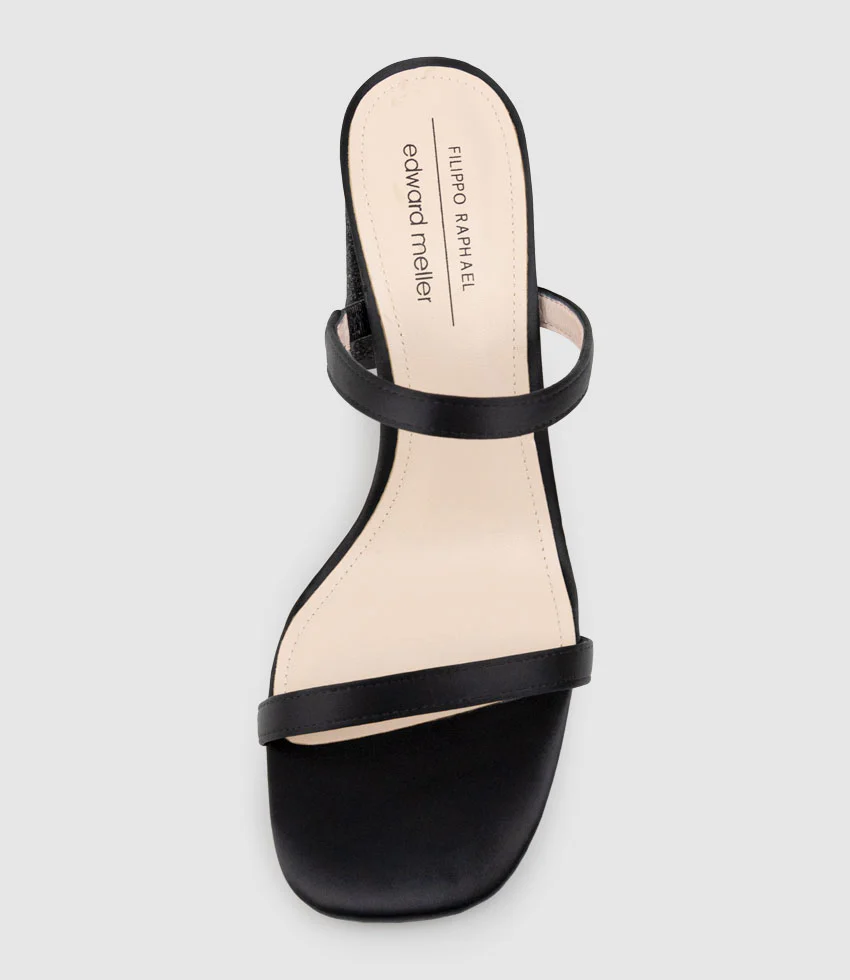 KAIYA85 Two Strap Slide in Black Satin - Image 4