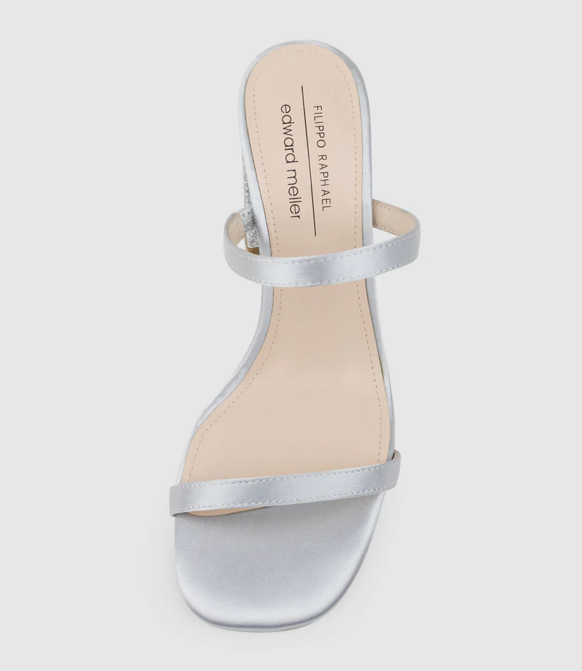 KAIYA85 Two Strap Slide in Silver Satin - Image 5