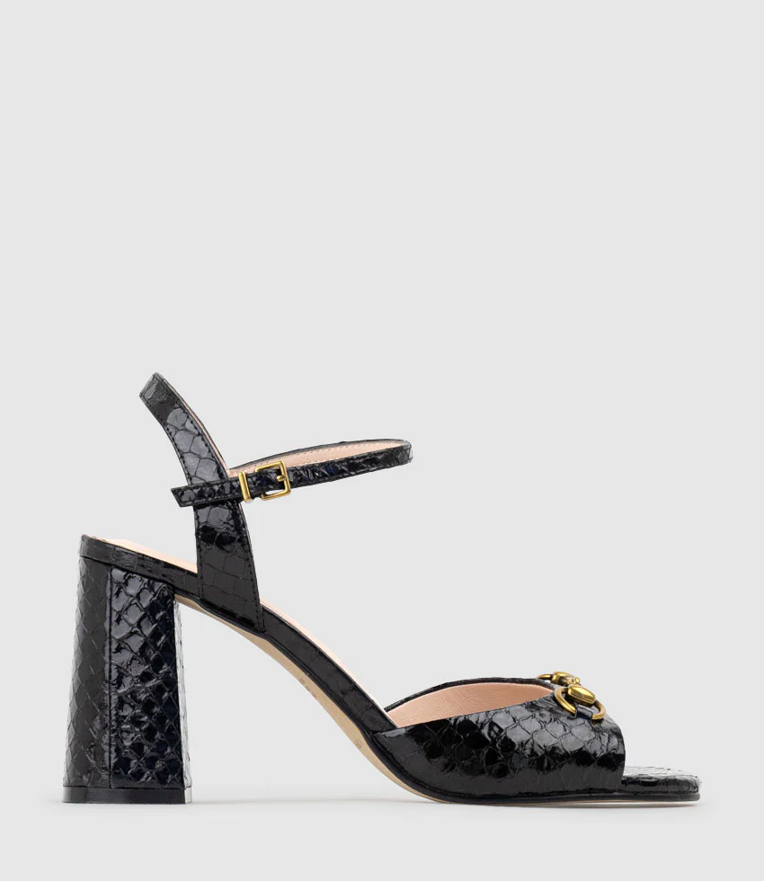 KATO85 Sandal with Horsebit in Black Snake
