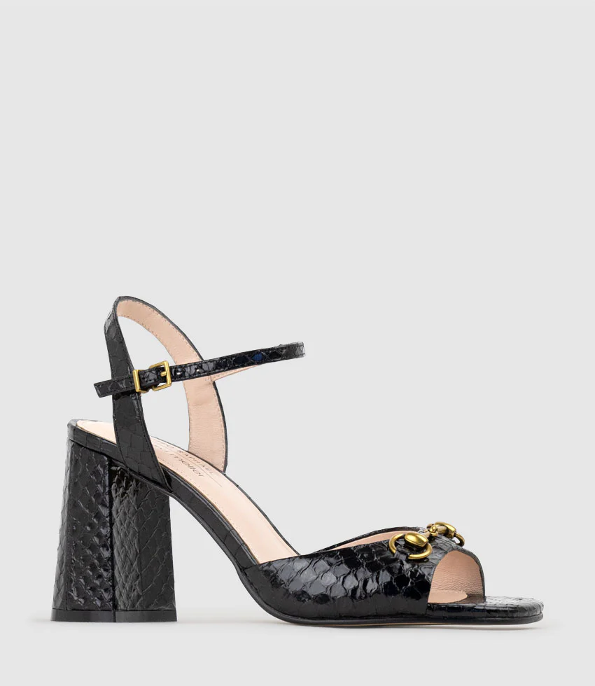 KATO85 Sandal with Horsebit in Black Snake - Image 2