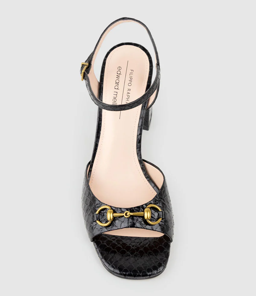 KATO85 Sandal with Horsebit in Black Snake - Image 4