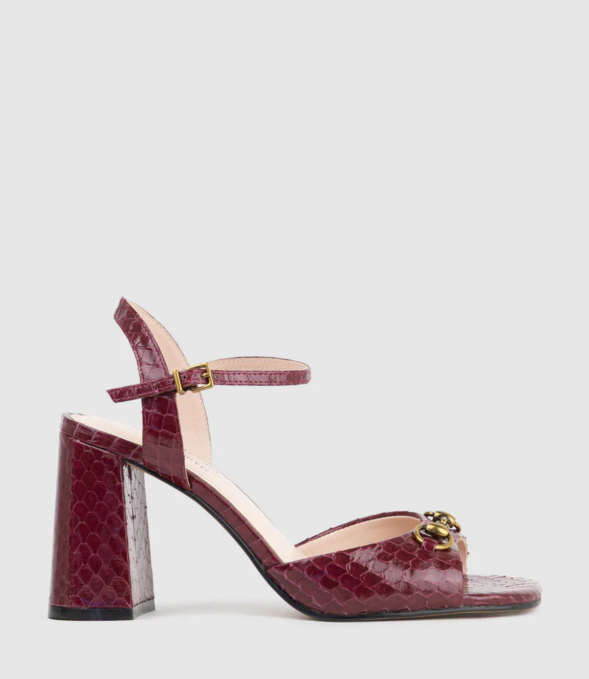 KATO85 Sandal with Horsebit in Burgandy Snake