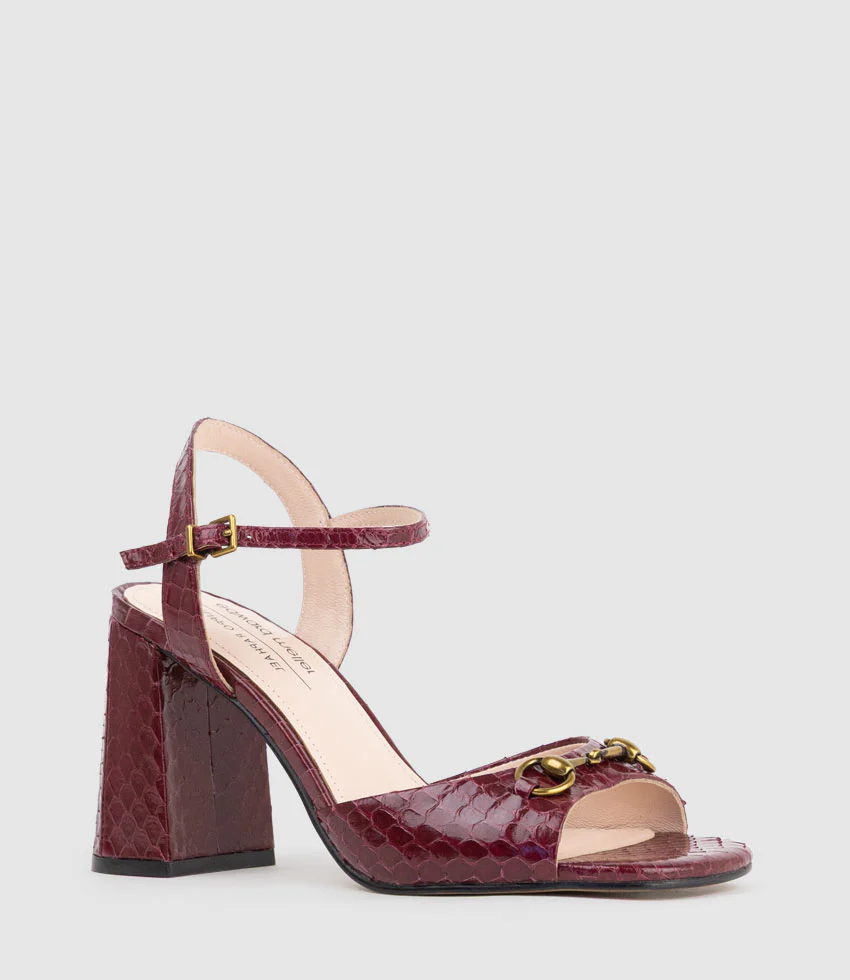 KATO85 Sandal with Horsebit in Burgandy Snake - Image 2
