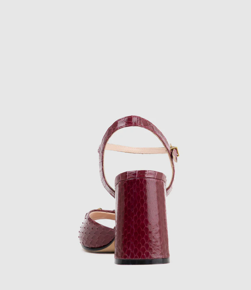 KATO85 Sandal with Horsebit in Burgandy Snake - Image 3