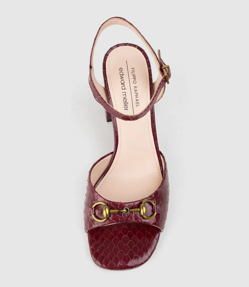 KATO85 Sandal with Horsebit in Burgandy Snake - Image 4
