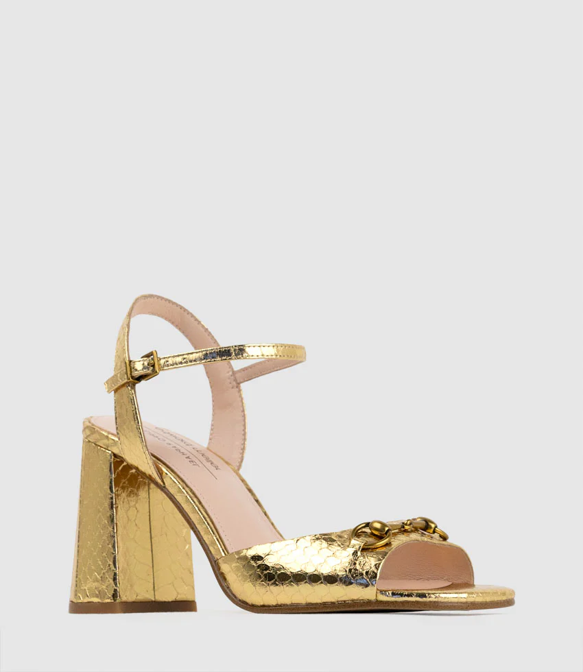 KATO85 Sandal with Horsebit in Gold Snake - Image 2