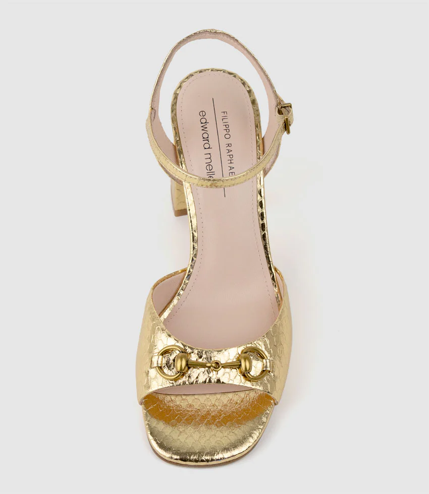 KATO85 Sandal with Horsebit in Gold Snake - Image 4