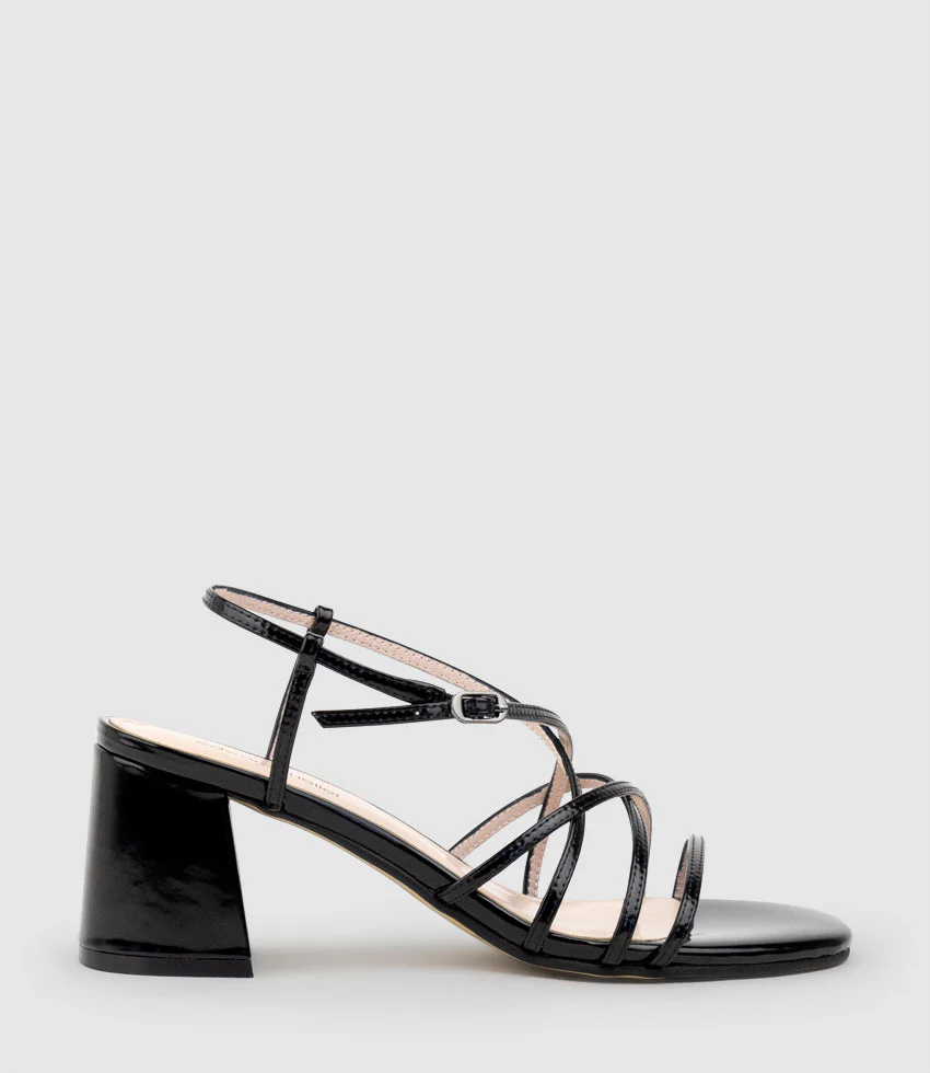 KIA65 Strappy Sandal in Black High Shine