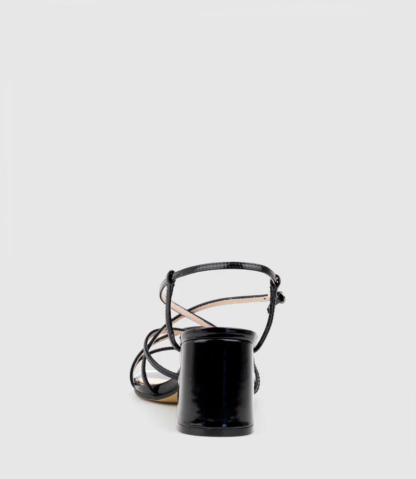 KIA65 Strappy Sandal in Black High Shine - Image 3