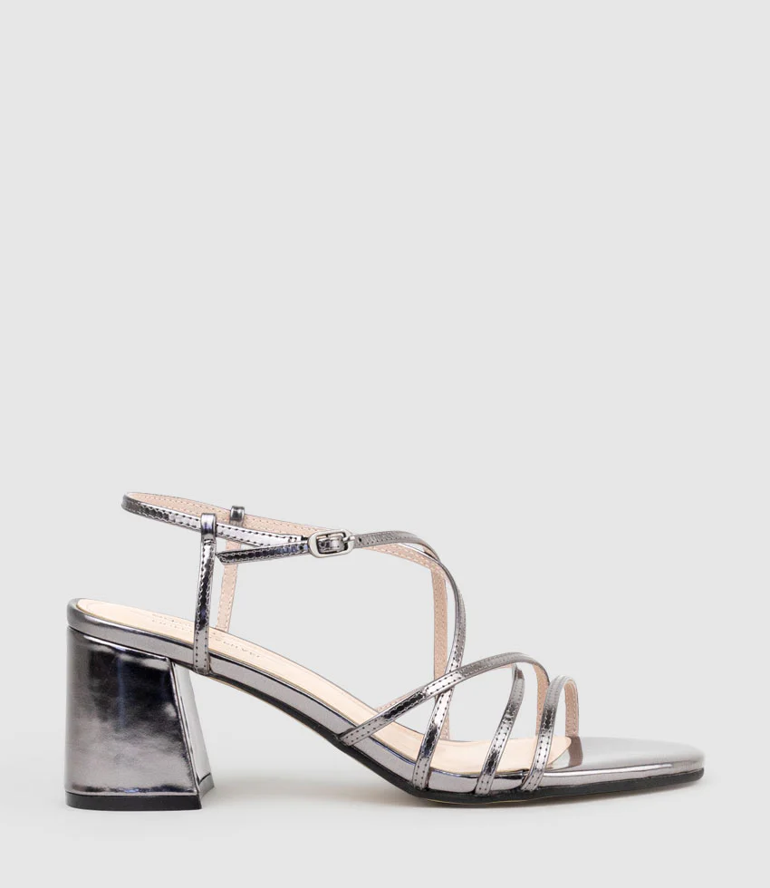 KIA65 Strappy Sandal in Pewter High Shine