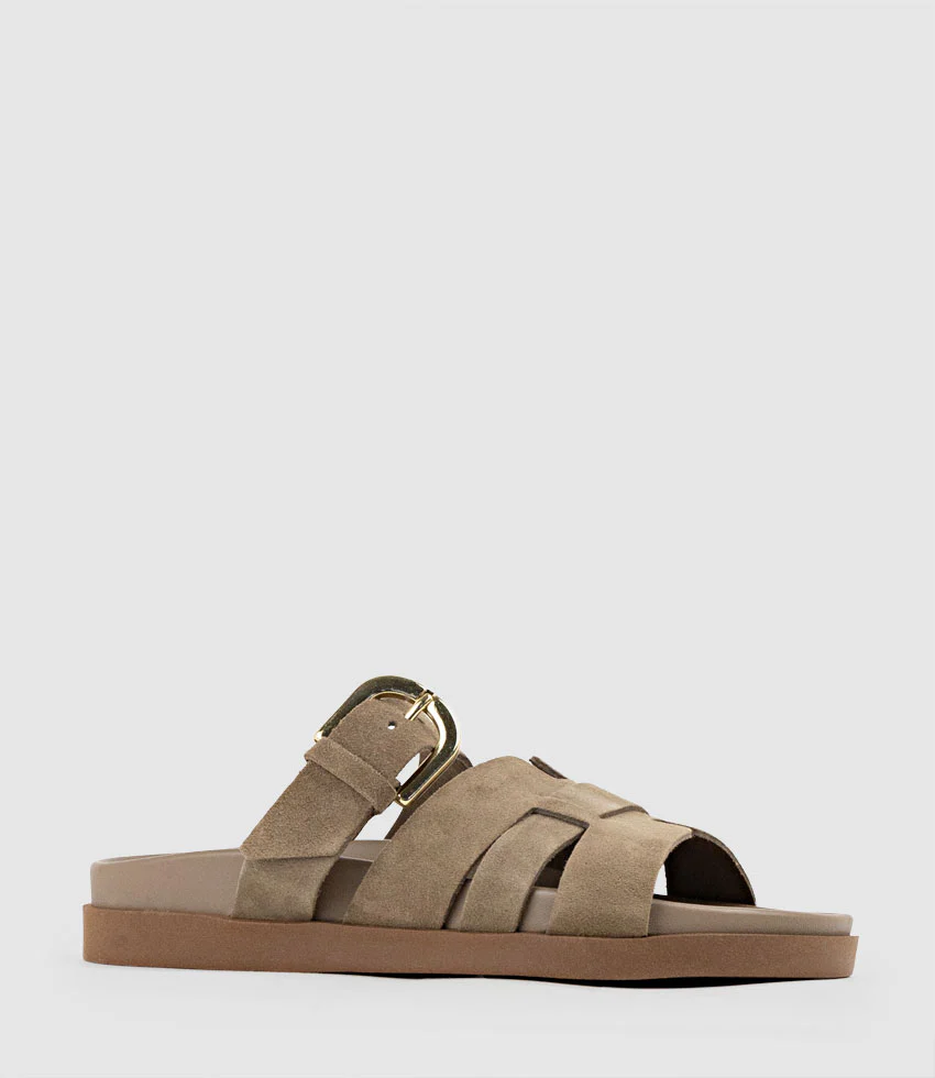 KINSLEY Slide on Footbed in Brown Suede - Image 3