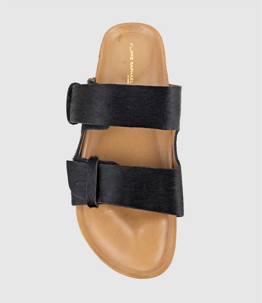 KLEIN Two Strap Slide in Black Pony Hair - Image 5