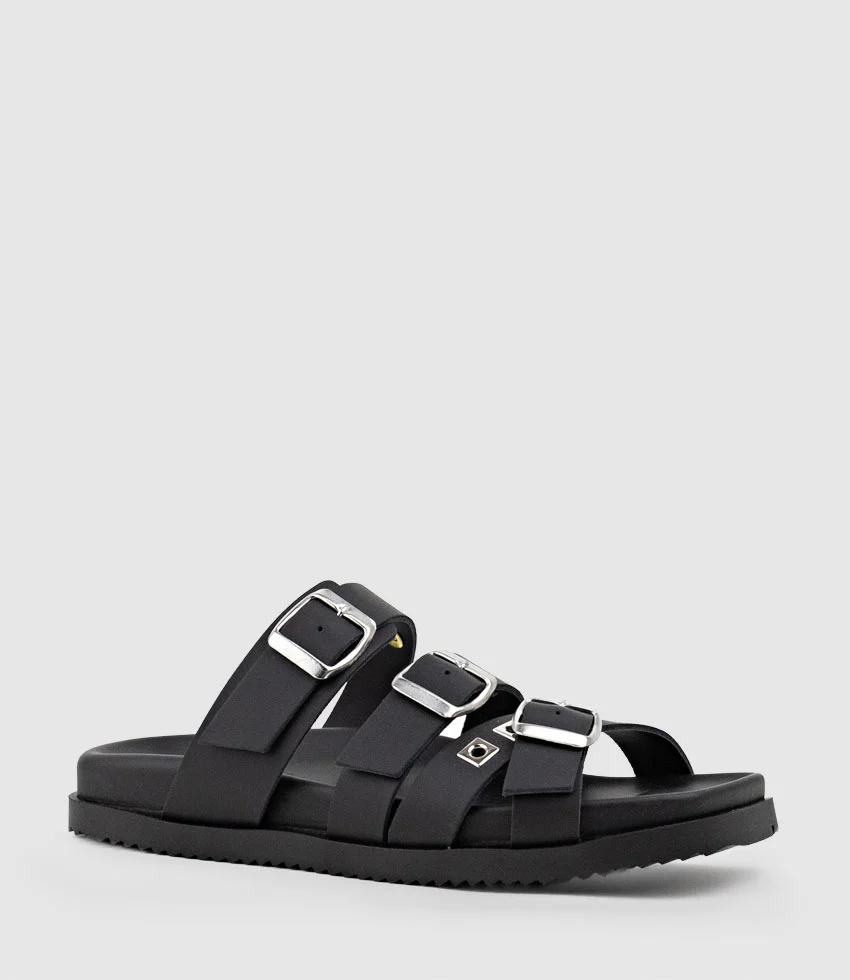 KLOVER Multi-Strap Buckle Slide in Black - Image 3