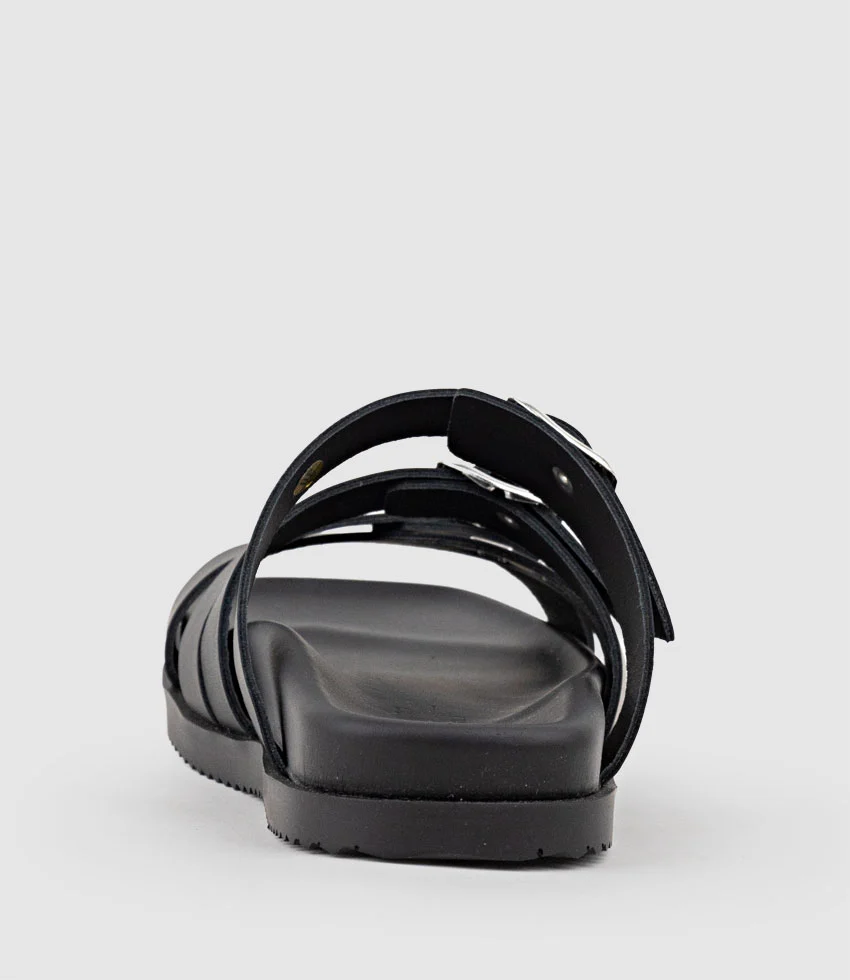 KLOVER Multi-Strap Buckle Slide in Black - Image 4
