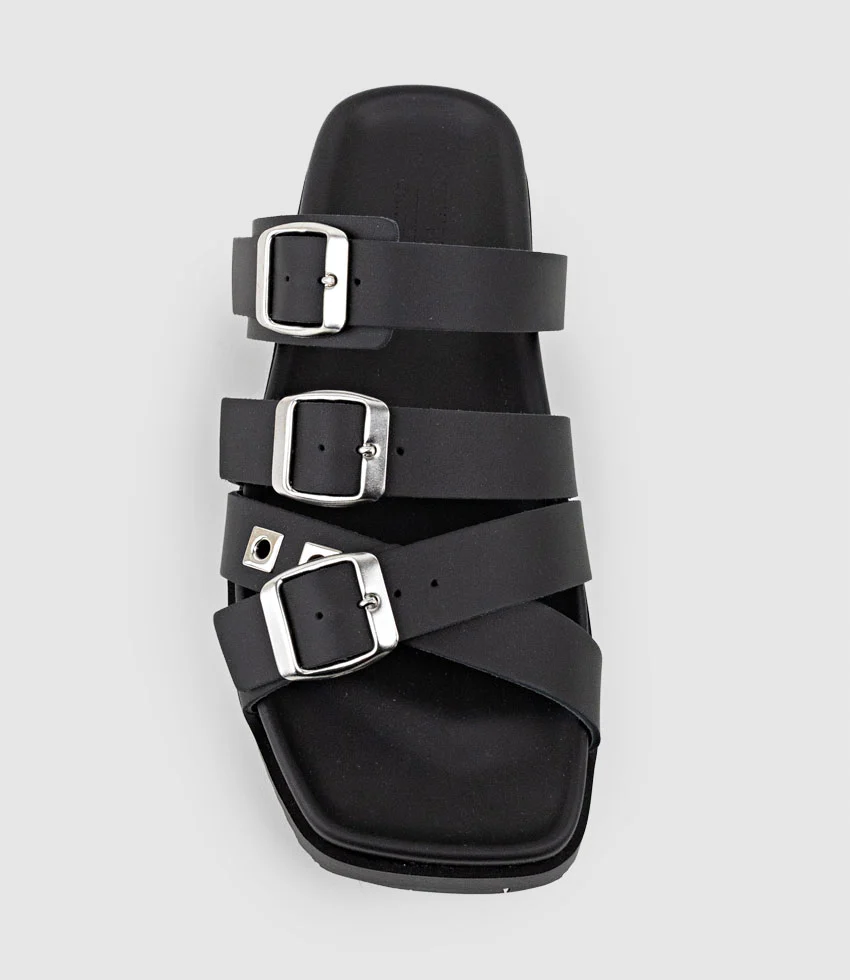 KLOVER Multi-Strap Buckle Slide in Black - Image 5
