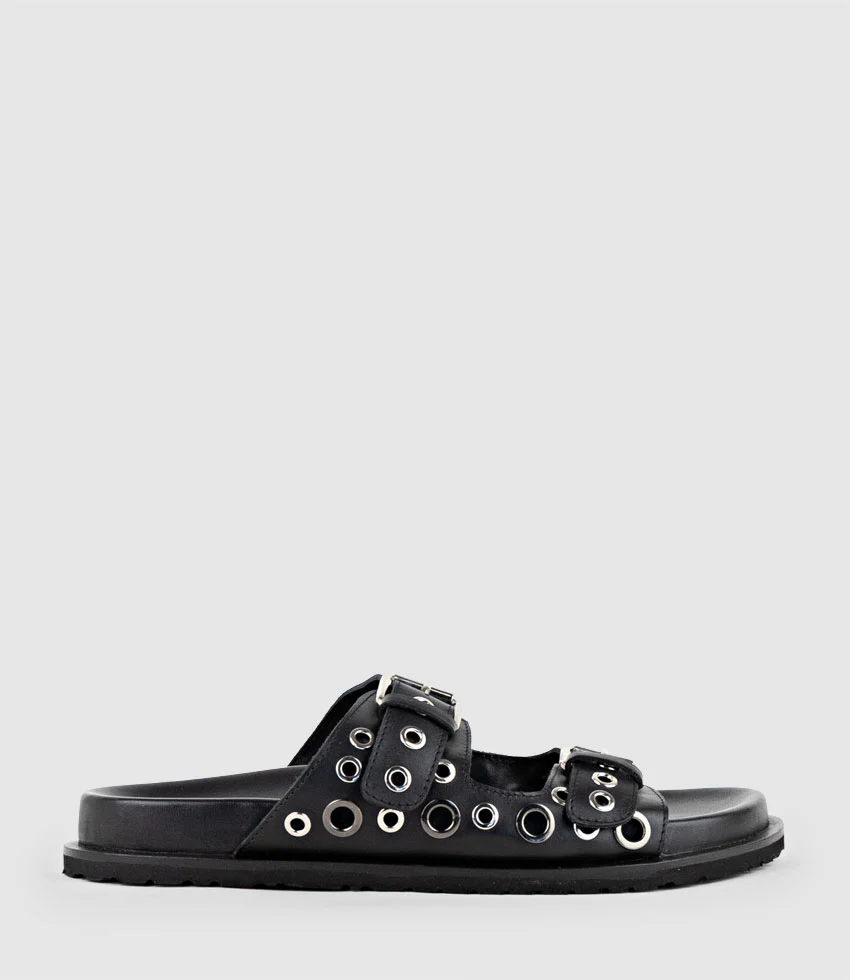KRYNNE Slide with Eyelets in Black