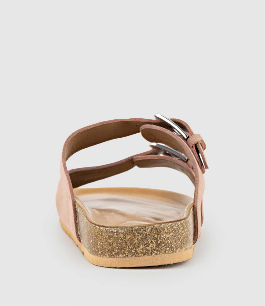 KRYO Two Strap Slide with Buckle in Rose Suede - Image 4
