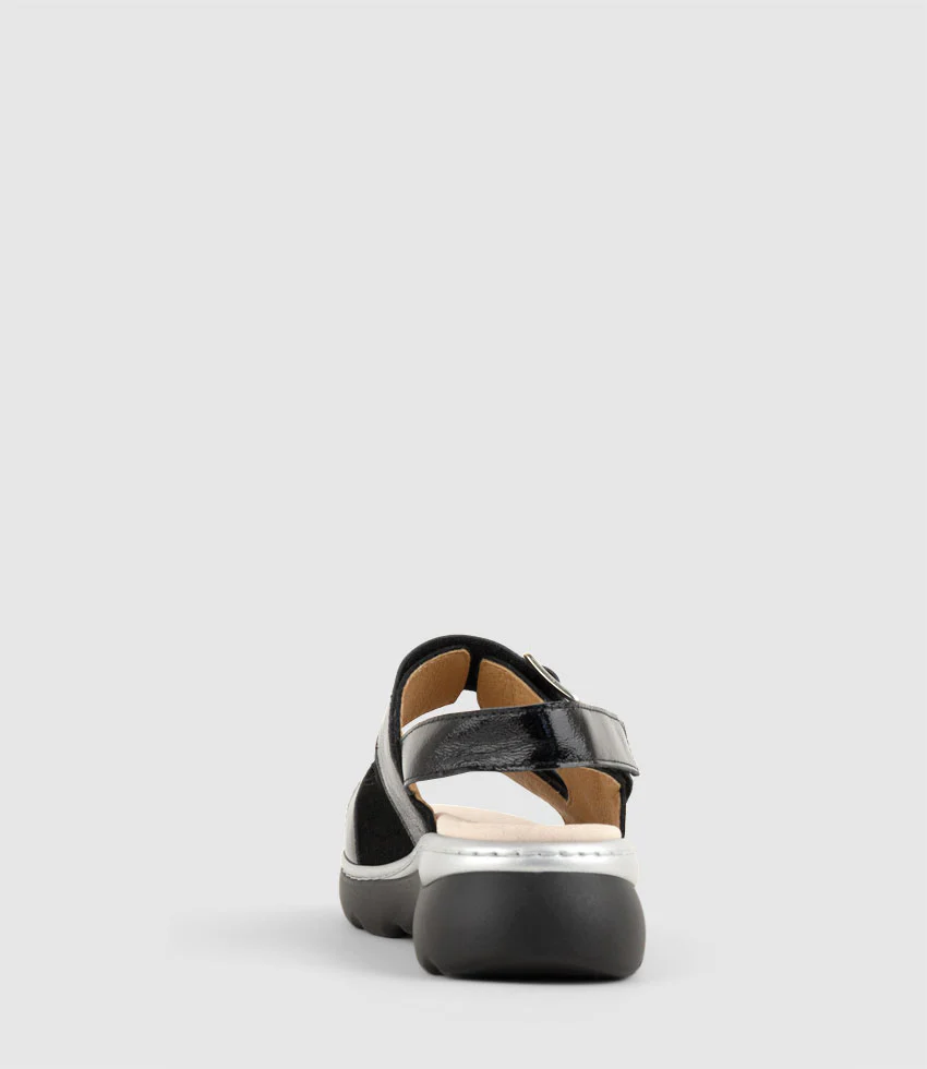 LANETTE Two Strap Comfort Sandal in Black Suede - Image 3