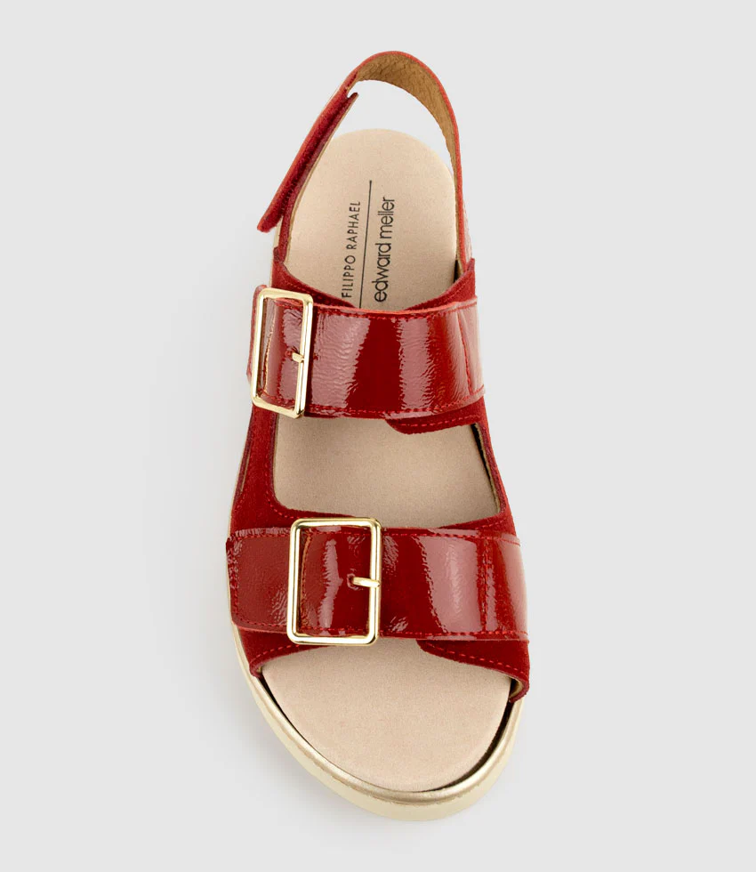 LANETTE Two Strap Comfort Sandal in Cherry Suede - Image 6