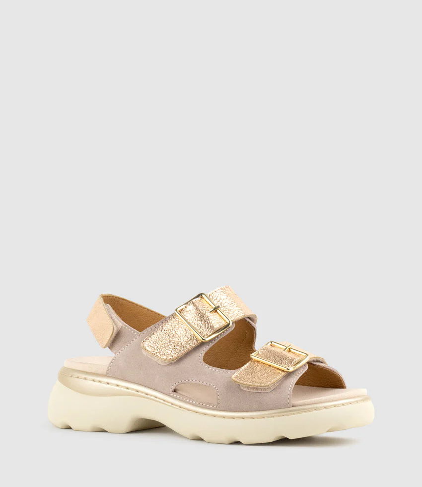 LANETTE Two Strap Comfort Sandal in Rosegold - Image 3