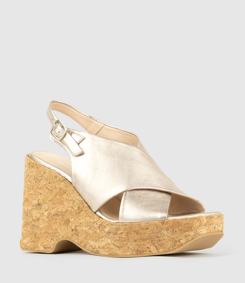 LATINE Crossover Sandal on Cork Unit in Rosegold - Image 2