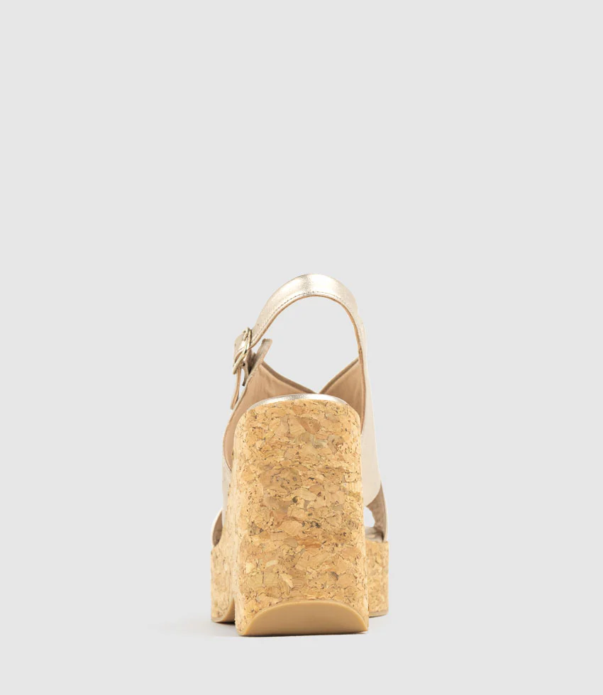 LATINE Crossover Sandal on Cork Unit in Rosegold - Image 3