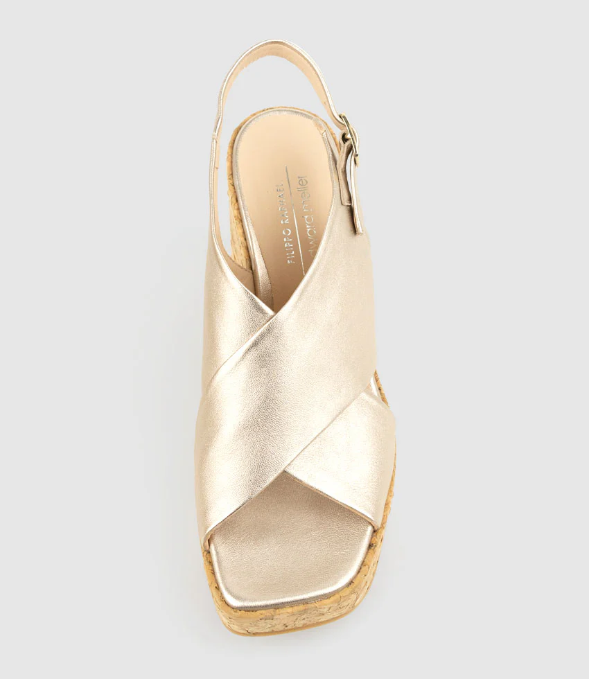 LATINE Crossover Sandal on Cork Unit in Rosegold - Image 4