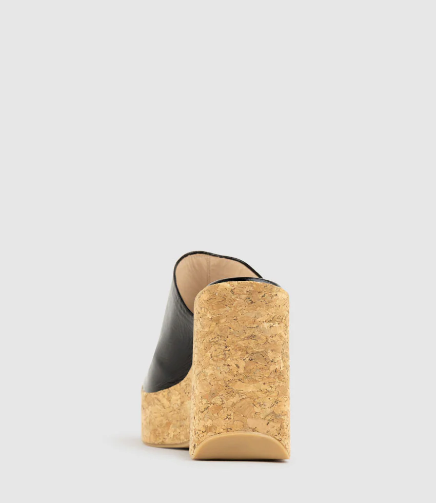 LAVERN Slide on Cork Unit in Black Crinkle Patent - Image 5