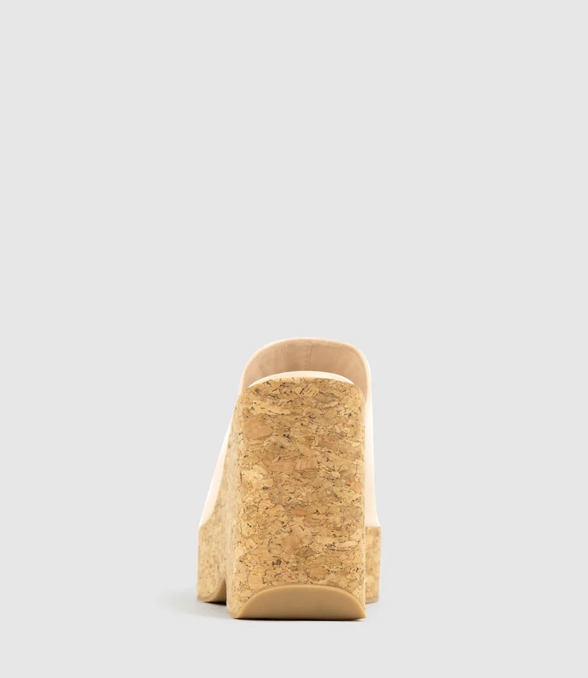 LAVERN Slide on Cork Unit in Nude Crinkle Patent - Image 3