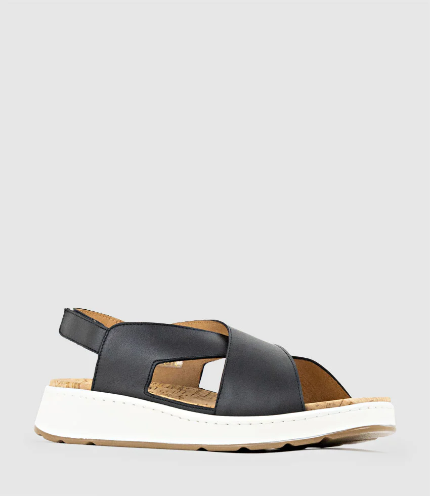 LORAINE Crossover Comfort Sandal in Black - Image 2