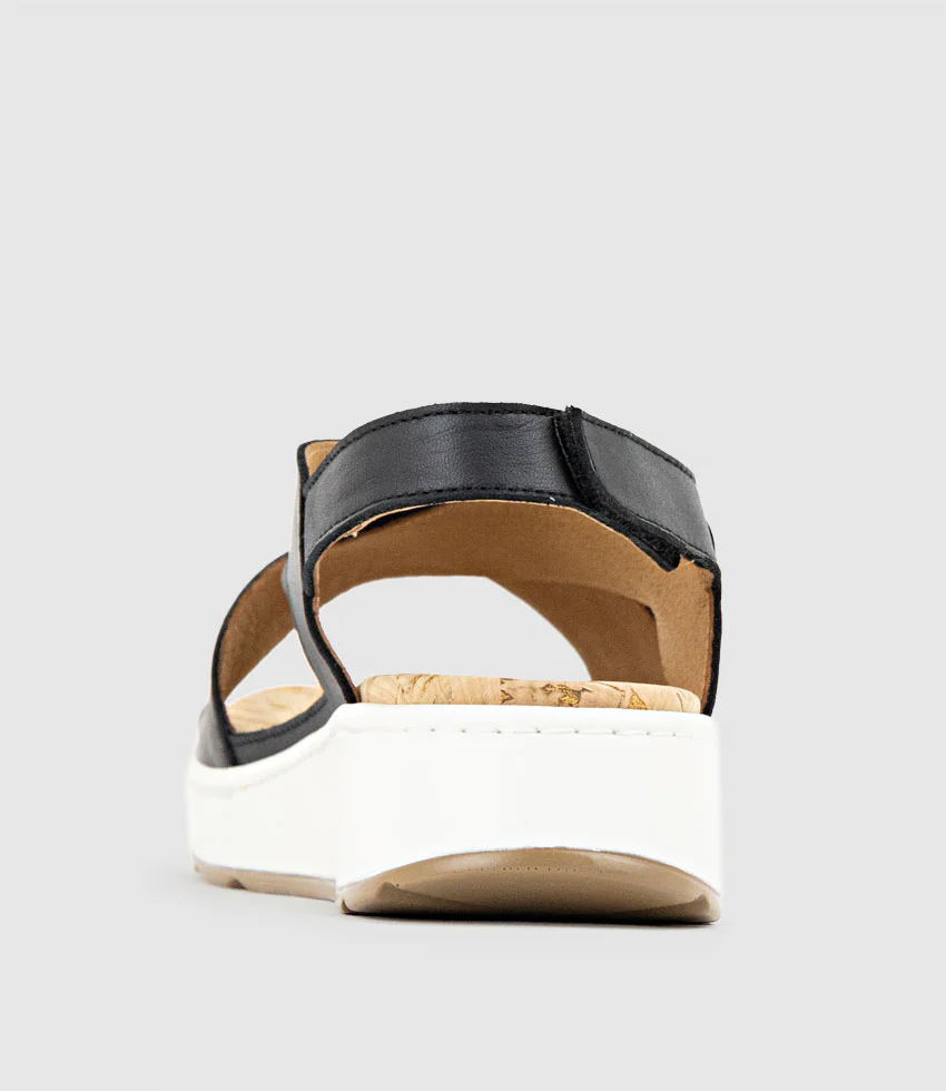 LORAINE Crossover Comfort Sandal in Black - Image 3